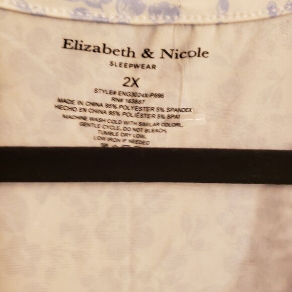 Elizabeth & Nicole Women’s Very Soft Sleepwear PJs Blue Floral Lace Size 2XL NWT - Picture 3 of 12